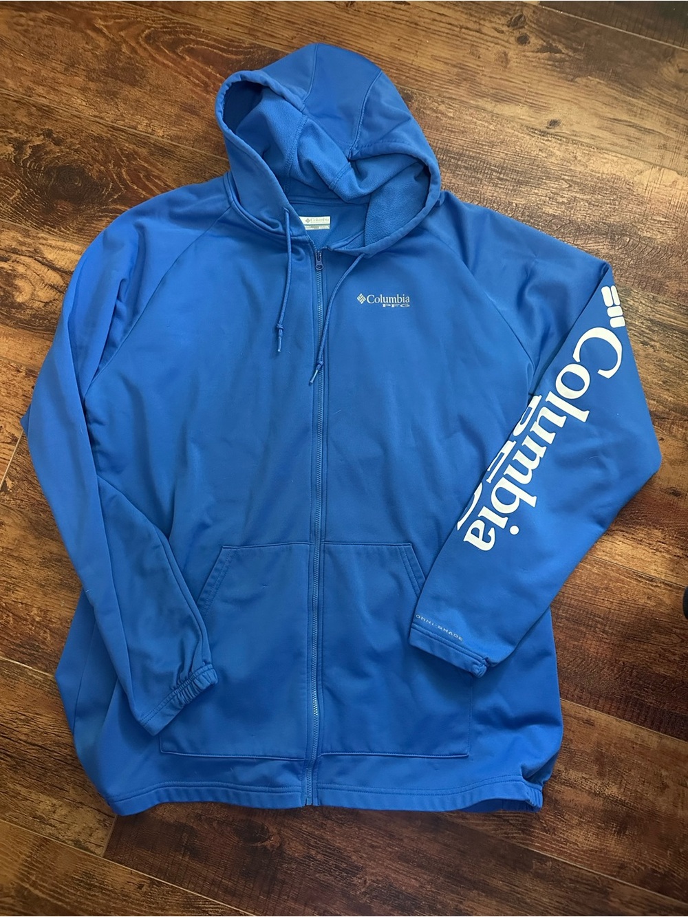 Columbia PFG Blue Full Zip Hooded Sweatshirt jacket Size 2xlt